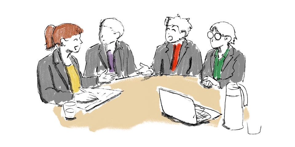 Illustration af Simulation af et møde