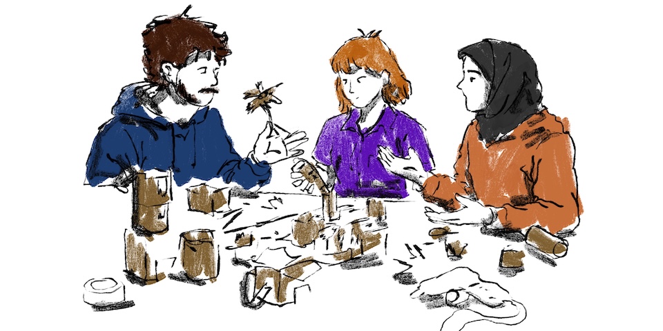 Illustration af konstruktion med materiale