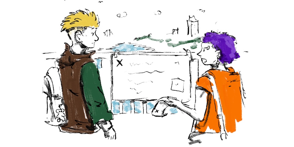 Illustration af walk and talk skattejagt